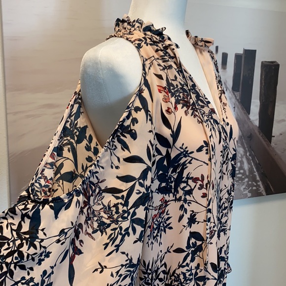 Parker pink Floral cold shoulder mini dress in pink paradise size s - Picture 4 of 6